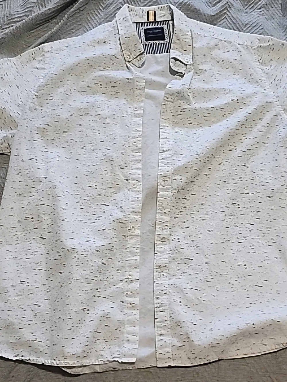 Denim & Flower Ricky Singh Mens XL White Speckled Short-Sleeve Button-Down Shirt